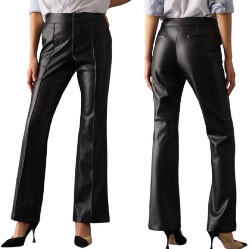 ANTHROPOLOGIE AVEC LES FILLES Faux Leather Pants Moto Streetwear Black 14
